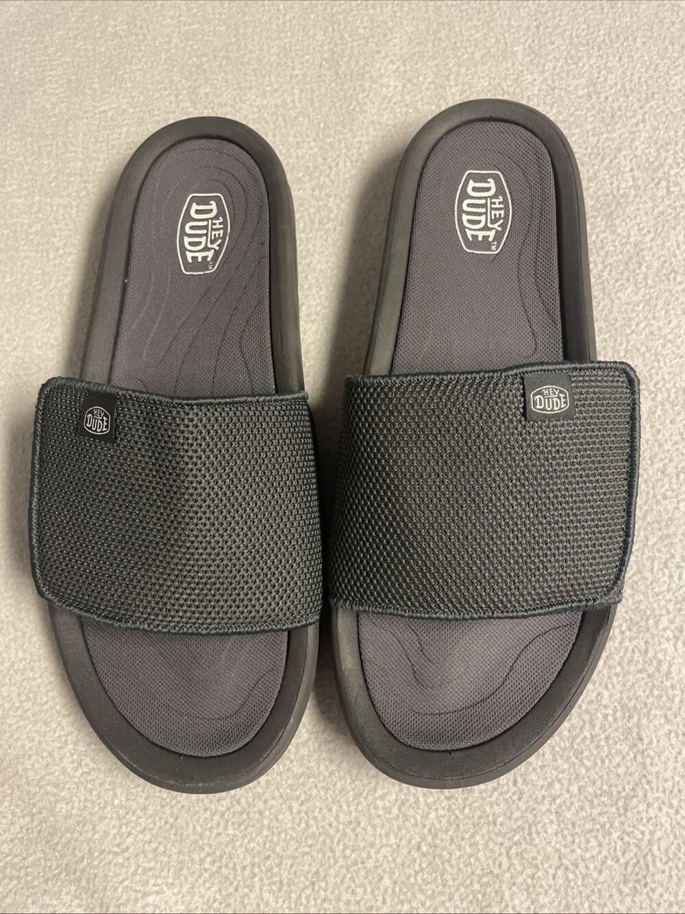 HEYDUDE Phoenix Basic Knit Grey Men's Slide Sandals Shoes Size 11 NWOT